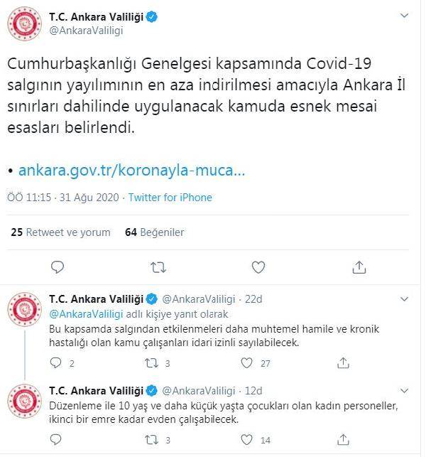 Ankara Valiliği kamuda esnek mesai esaslarını belirledi